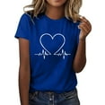 thumbnail image 1 of Pxiakgy Women Cute Heart Graphic Crewneck Short Sleeve Regular Fit Casual Tee T-Shirts Tshirt Tops Love Printed Shirt Short Sleeve Round Neck T Shirt Top Lightweight Soft Clothing Clothes Blue 3Xl, 1 of 4