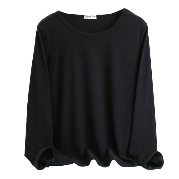 Pxiakgy Women Long Sleeve Thermal Shirt Fleece Lined Undershirt Ultra Soft Base Layer Tops for Women Cold Weather O Neck Lined Thermal Thermal Underwear Slim Tops Thermal Shirts Winter Tops Black L