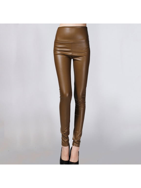 Women Metallic Stretch Faux Leather Legging Pants High Waist Stretch Leggings Full Length Leggings Tights Costume Pants Sports Fitness Pants High Bomb Dry Run Yoga Pants Tights Sensation Crop