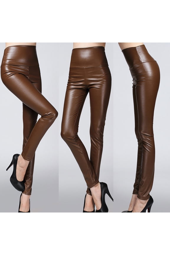 Women Metallic Stretch Faux Leather Legging Pants High Waist Stretch Leggings Full Length Leggings Tights Costume Pants Sports Fitness Pants High Bomb Dry Run Yoga Pants Tights Sensation Crop