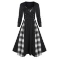 thumbnail image 1 of Pxiakgy Women Plus Size Dress Long Sleeve Lace Panel Patchwork A Line Dress Sweetheart Neck Vintage Loose Dress White 3XL, 1 of 6