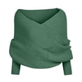 thumbnail image 1 of Pxiakgy Women’S Fall Fashion Long Sleeve Off Shoulder V Neck Asymmetric Hem Knit Cropped Sweater ﻿Top Women Solid Scarf Sleeve Crochet Knit Long Soft Winter Shawl Green, 1 of 1