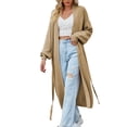 thumbnail image 1 of Pxiakgy Women'S Fashion Loose Long Sleeve Solid Color Banded Sweater Cardigan Khaki + S, 1 of 8