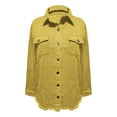 thumbnail image 1 of Pxiakgy Women’S Oversized Button Up Frayed Hem Shacket Long Sleeve Pockets Denim Jean Jacket Washed Denim Shirt Jacket Fashion Casual Jacket 2025 Spring Jean Jackets for Women with Pockets Yellow Xl, 1 of 5