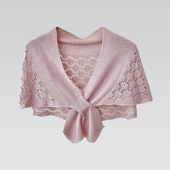 Pxiakgy Women'S Shawl Hollow Knitted Poncho Cape Scarf Pashmina Shawls Thin Fashionable and Versatile Women'S Hollow Knitted Short Shawl Pink