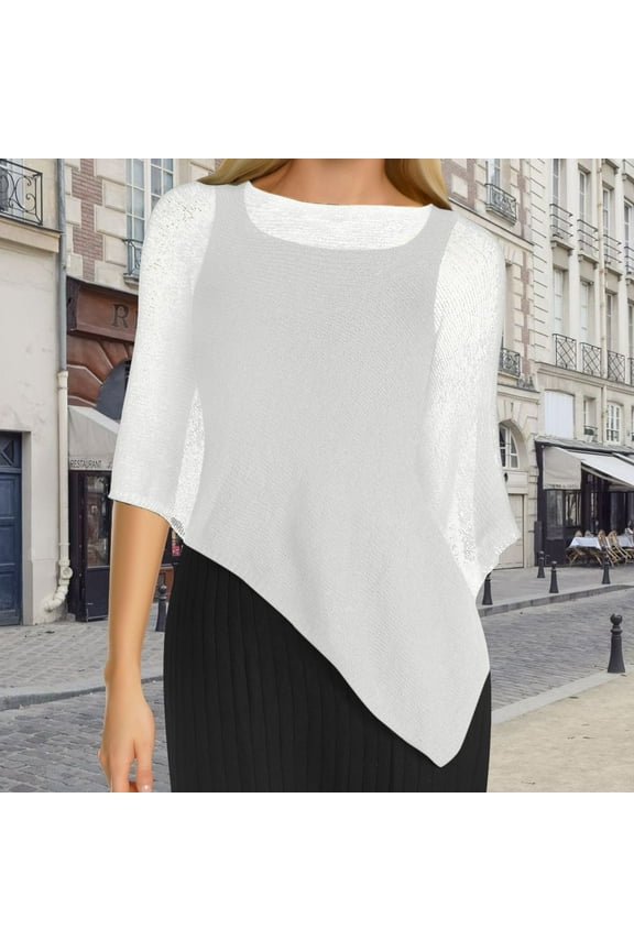 Women Sheer Poncho Shrug Summer Sheer Blouse Top Lightweight Poncho Sheer Bolero for Formal Evening Dress Women'S Irregular Loose Lazy Thin of Ice Knit Sweater Sun Cape Shawl Beige