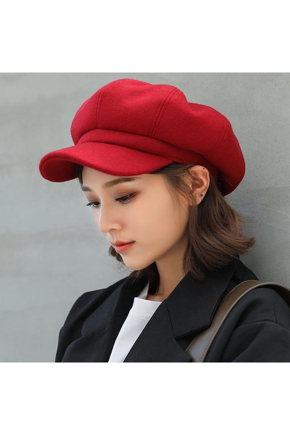 Women's Beret Newsboy Hat French Wool Cap Classic Autumn Spring Winter Octagonal Ivy Newsboy Cabbie Gatsby Painter Hat Cap Autumn and Winter Warm Wool Beret Painter Dome Hat Rd2 One Size