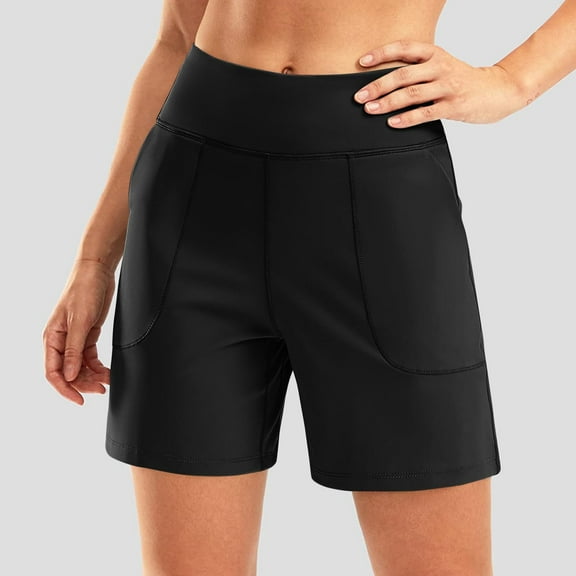 Pxiakgy Women's Bermuda Shorts High Waisted Athletic Long Shorts With Pockets for Running Yoga Walking Workout Casual Womens Wide Leg Yoga Shorts High Waisted Shorts Summer Gym Athletic Workout Long