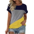 thumbnail image 1 of Pxiakgy Women's Color Block Short Sleeve Tops Casual Summer T-Shirt Loose Tops T Shirts Color Blocked Sleeves Color Blocked T Shirts Summer T Shirts Round Neck Causal Fashion Basic Tee Yellow 5Xl, 1 of 4