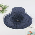 thumbnail image 1 of Pxiakgy Women's Derby Fascinator Hat Organza Church Polka Dot Wedding Tea Party Hats Wide Brim Sun Hat Church Dress Hat for Women Black Fascinators Bridal Tea Wedding Hat Wide Brim Navy M, 1 of 5