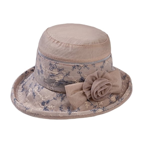 Pxiakgy Women's Floral Wide Brim Sun Bucket Hats Derby Cloche Church Hat with Floral Sun Breathable Sun Hat Bucket Hat Design for Women Men Summer