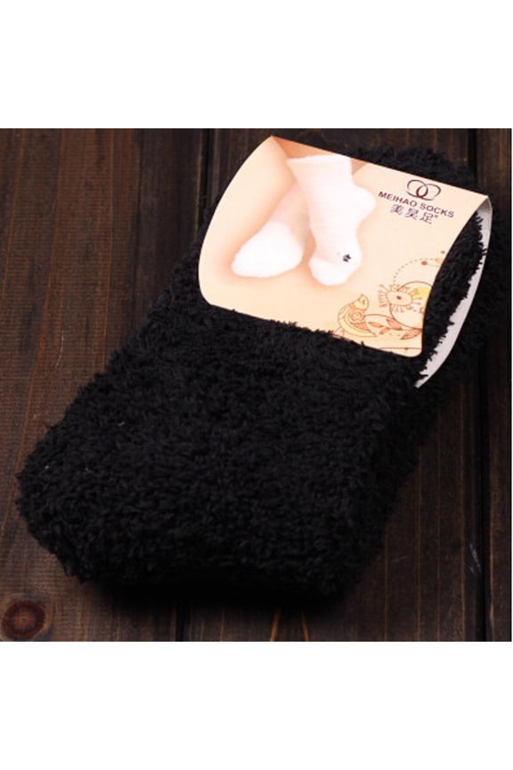Women's Fuzzy Fluffy Socks Cozy Slipper Socks Warm Soft Winter Plush Home Sleeping Socks Women Color Girls Floor Warm Socks Bed Soft Winter Socks Black One Size