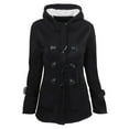 thumbnail image 1 of Pxiakgy Women's Jacket In Autumn And Winter Hooded Horny Horn Leather Pair Jacket Cotton Jacket Plus Velvet Lamb Wool Jacket Top Black + 3XL, 1 of 3
