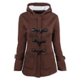 thumbnail image 1 of Pxiakgy Women's Jacket In Autumn And Winter Hooded Horny Horn Leather Pair Jacket Cotton Jacket Plus Velvet Lamb Wool Jacket Top Coffee + 3XL, 1 of 2