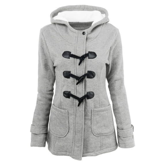 Pxiakgy Women's Jacket In Autumn And Winter Hooded Horny Horn Leather Pair Jacket Cotton Jacket Plus Velvet Lamb Wool Jacket Top GY2 + XL