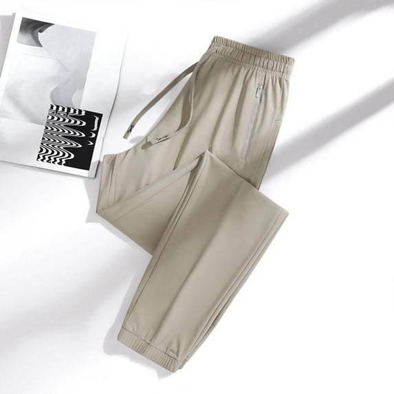 Pxiakgy Women's Joggers Pants with Zipper Pockets Stretch Tapered Athletic Joggers Sweatpants for Golf, Lounge, Travel, Work Khaki 4XL