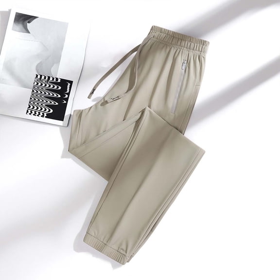 Pxiakgy Women's Joggers Pants with Zipper Pockets Stretch Tapered Athletic Joggers Sweatpants for Golf, Lounge, Travel, Work Khaki XXL