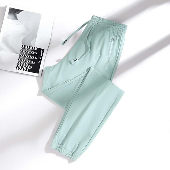 Pxiakgy Women's Joggers Pants with Zipper Pockets Stretch Tapered Athletic Joggers Sweatpants for Golf, Lounge, Travel, Work Mint Green XXL