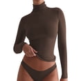 thumbnail image 1 of Pxiakgy Women's Long Sleeve Mock Turtleneck Shirts 2025 Base Layer Slim Fit Thermal Underwear Tops Lightweight Breathable Gym Yoga Athletic Shirts Sense Slim Pure Wind High Neck Base Top Coffee Xl, 1 of 8