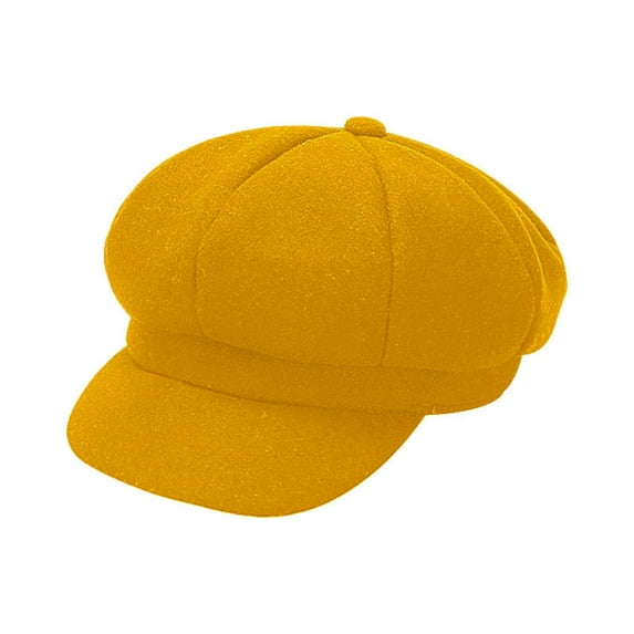 Pxiakgy Women's Newsboy Cap Blend Retro Solid Color Girls Fashion Warm Fashion Wool Beret Painter Dome Hat Gatsby Cabbie Visor Beret Hat Autumn Spring Winter Classic Cap Yellow One Size