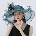 thumbnail image 1 of Pxiakgy Women's Organza Fascinator Church Derby Hat Floral Tea Party Wedding Hat Women's Street Photography Flower Sun Visor Hat Personality Good Wear Big Brim Hat Travel Outing Curly Edge Hat Grey, 1 of 3