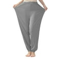 thumbnail image 1 of Pxiakgy Women's Plus Size Casual Lounge Yoga Pants Comfy Relaxed Joggers Pants with Pockets Women Stretchy Plus Size Pants Solid Color Trouser Loose Baggy for Yoga Dance Sport Homewear Dark Grey 5Xl, 1 of 3