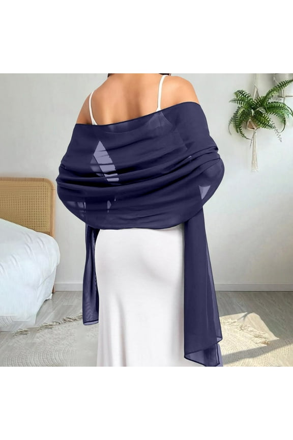 Women's Shawl Wrap for Evening Dress Chiffon Scarf Shawls for Prom Wedding Party, Large Beach Cover Up Wrap,Lightweight Chiffon Translucent Formal Bride Bridesmaid Soft Scarf Navy One Size