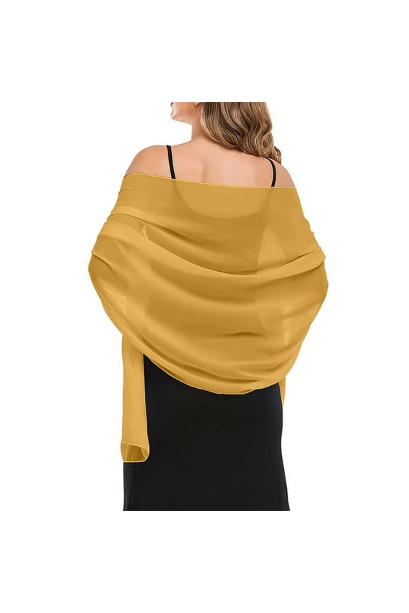 Women's Shawls and Wraps for Evening Dress Chiffon Shawl Soft Elegant Silky Pashmina Wedding Bridal Scarf Chiffon Women Elegant Soft Silky Wedding Bridal Scarf Yellow L