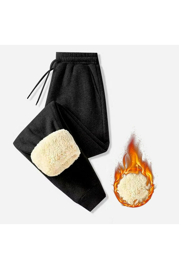 Women's Sherpa Lined Sweatpants with Pockets Winter Warm Cotton Jogger Sweatpants Athletic Fleece Lined Pants High Waisted Thermal Winter Warm Pants for Snow Black 3Xl Black 3XL