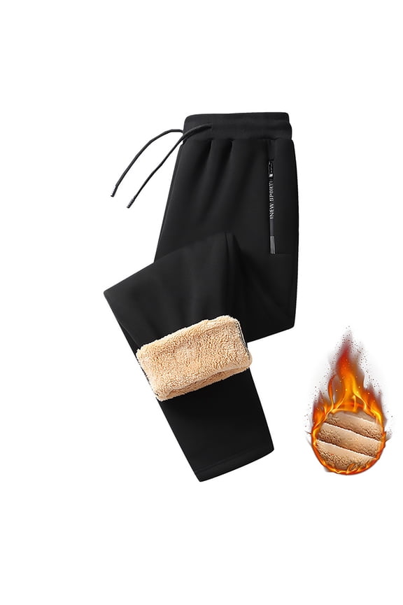 Women's Sherpa Sweatpants Fleece Lined Athletic Sweatpants Heavyweight Jogger Pants Winter Warm Track Pant with Pocket Black L