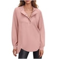 thumbnail image 1 of Pxiakgy Women's Snap Button Up Sweatshirt Long Sleeve Tunic Henley Tops Loose Slit Casual Pullover Fall Winter Outfits Sweatshirt Loose Slit Casual Pullover Fall Winter Outfits Pink M, 1 of 1