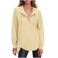 thumbnail image 1 of Pxiakgy Women's Snap Button Up Sweatshirt Long Sleeve Tunic Henley Tops Loose Slit Casual Pullover Fall Winter Outfits Sweatshirt Loose Slit Casual Pullover Fall Winter Outfits Beige L, 1 of 1