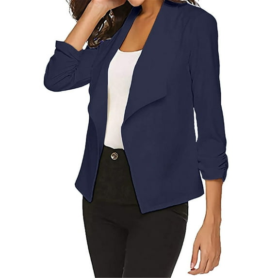 Pxiakgy Women's Solid Color Long Sleeve Simple Thin Women's Small Suit Women's Navy + M