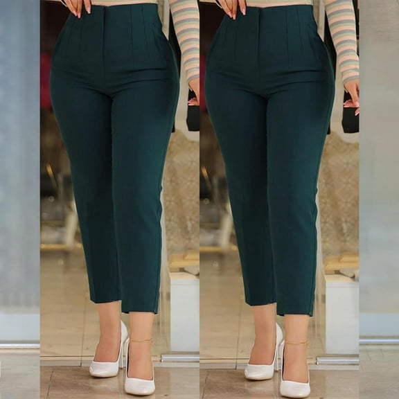 Pxiakgy Women's Straight Leg Dress Pants - Slacks for Business Casual,Pleated Work Clothes for Office,Work Pants Business Casual Trousers With Pockets New Casual Fashion Slim Bag Hip Casual Pants