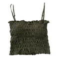 thumbnail image 1 of Pxiakgy Women's Summer Trendy Sleeveless Y2K Ruffle Pleated Crop Top Camisole Soft Comfy Ruched Knitted Crop Top Tube Top Square Neck Adjustable Spaghetti Strap with Built In Bras Green One Size, 1 of 5