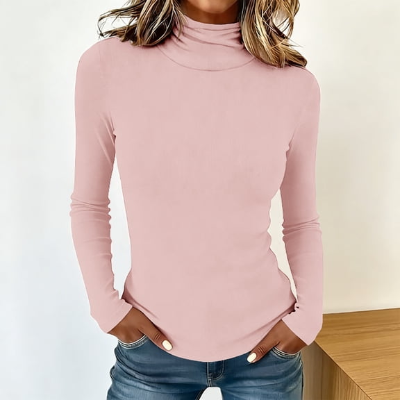 Pxiakgy Women's Turtleneck Long Sleeve Shirts Solid Color Basic T Shirts Spring Fashion Fall Winter Shirts Lightweight Shirts Pullover Shirts Thermal Layering Tops Mock Neck Tops Base Layer Tops L