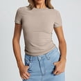 thumbnail image 1 of Pxiakgy Womens Basic T Shirts Summer Tops 2025 Crop Short Sleeve Slim Fit Tee Cute Gym Workout Clothes Cami Tee Stretchy Ribbed Basic Tee Y2K Tops for Women Womens Tank Tops Summer J L, 1 of 7
