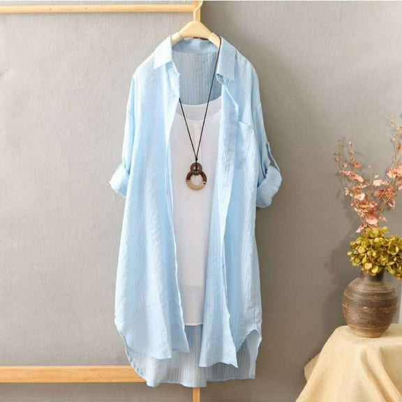 Pxiakgy Womens Button Down Shirt Dresses with Pockets Cotton Button Up Tunics Long Sleeve Solid High Low Blouse Tops Plaid Summer Beach Shirt Shirt for Short Sleeves Outdoor Soft Causal Tee Shirt