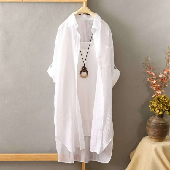 Pxiakgy Womens Button Down Shirt Dresses with Pockets Cotton Button Up Tunics Long Sleeve Solid High Low Blouse Tops Plaid Summer Beach Shirt Shirt for Short Sleeves Outdoor Soft Causal Tee Shirt