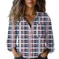 thumbnail image 1 of Pxiakgy Womens Casual Cuffed Long Sleeve Boyfriend Button Down Plaid Flannel Shirt Tops Women's Fashion Spring Autumn Casual Long Sleeve Loose Shirt Shirt Top Rd1 3Xl, 1 of 1