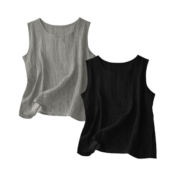 Pxiakgy Womens Linen Tank Tops Summer Tops Clothing Outfits 2026 Sleeveless Blouse Work Shirts Pullover Shirts Basic Sleeveless Layering Camisoles Casual Summer Gauze Shirt Crew Neck Tops Purple S