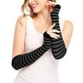 thumbnail image 1 of Pxiakgy Womens Punk Gothic Long Arm Warmers Striped Fingerless Gloves Winter Knitted Stretchy Mittens Thumb Hole Wrist Warmer Fingerless Gloves Long Warmer Punk Arm Gothic Gloves Grey One Size, 1 of 6