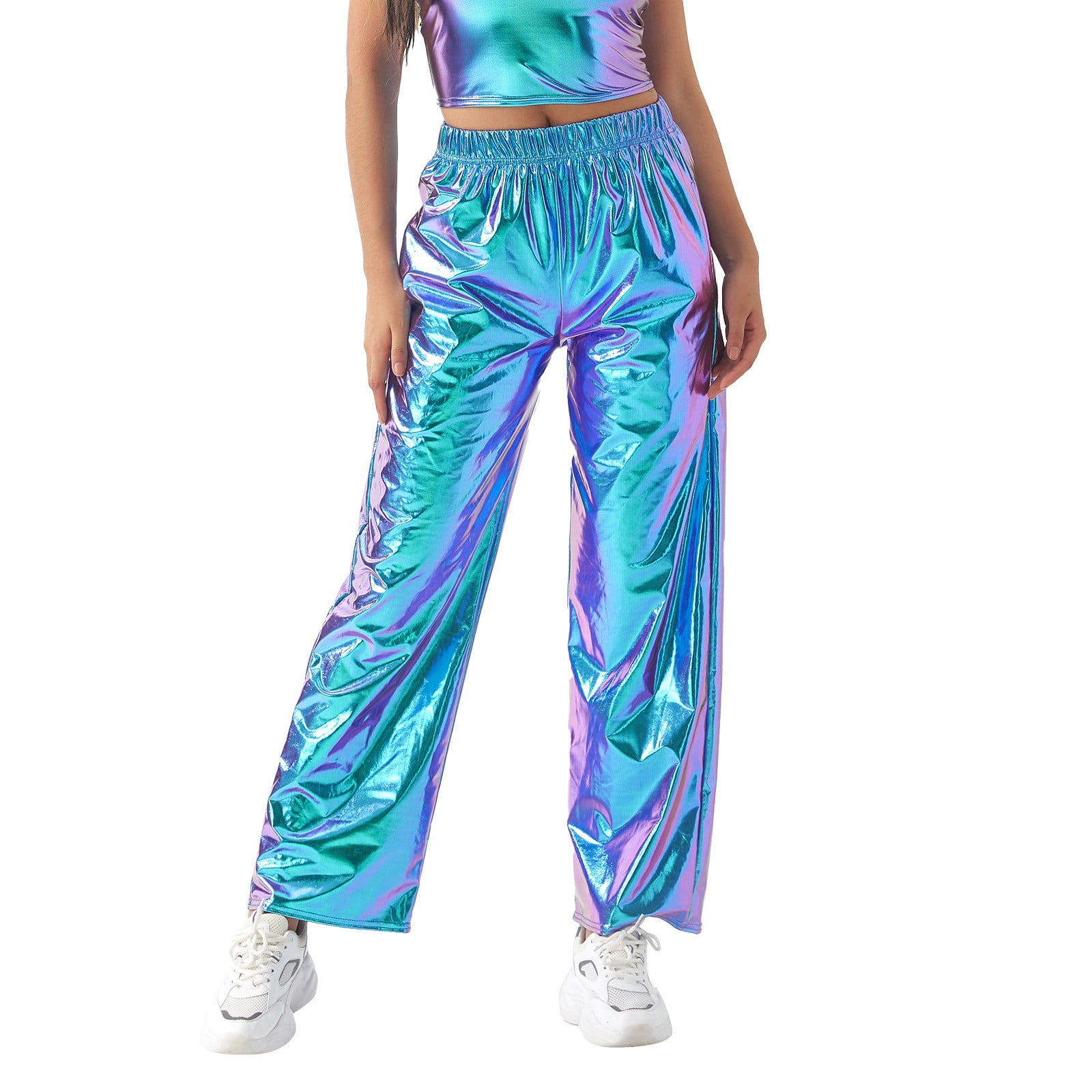 Metallic Green Super Stretch High Waist Pants main image 1