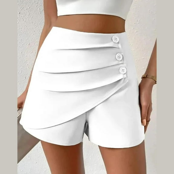 Pxiakgy Womens Shorts Dressy High Waisted Wide Leg Shorts Pleated Business Casual Work Trouser Shorts Lounge Summer Side Button Pleated Shorts with Pockets Dressy Summer Shorts for Women 2025 Relaxe