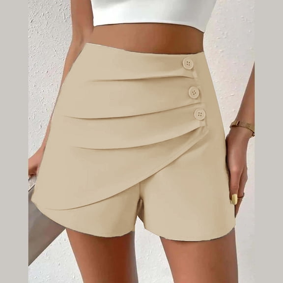 Pxiakgy Womens Shorts Dressy High Waisted Wide Leg Shorts Pleated Business Casual Work Trouser Shorts Lounge Summer Side Button Pleated Shorts with Pockets Dressy Summer Shorts for Women 2025 Relaxe
