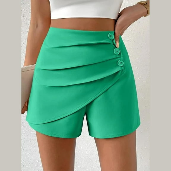 Pxiakgy Womens Shorts Dressy High Waisted Wide Leg Shorts Pleated Business Casual Work Trouser Shorts Lounge Summer Side Button Pleated Shorts with Pockets Dressy Summer Shorts for Women 2025 Relaxe