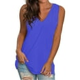 thumbnail image 1 of Pxiakgy Womens Summer Tank Tops Basic Tanks V Neck Sleeveless T Shirts Side Split Solid Color Loose V Neck Sleeveless Sleeveless Solid Color Blouse Business Casual Tank Flowy Tops Dark Blue Xl, 1 of 5