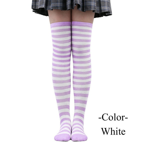 Pxiakgy Womens Thigh High Socks Athletic Stripe Cute Colorful Over The Knee High Sock Colorful Long Tube Sock Halloween Costumes High Long Stockings Christmas Party Costumes Socks White One Size