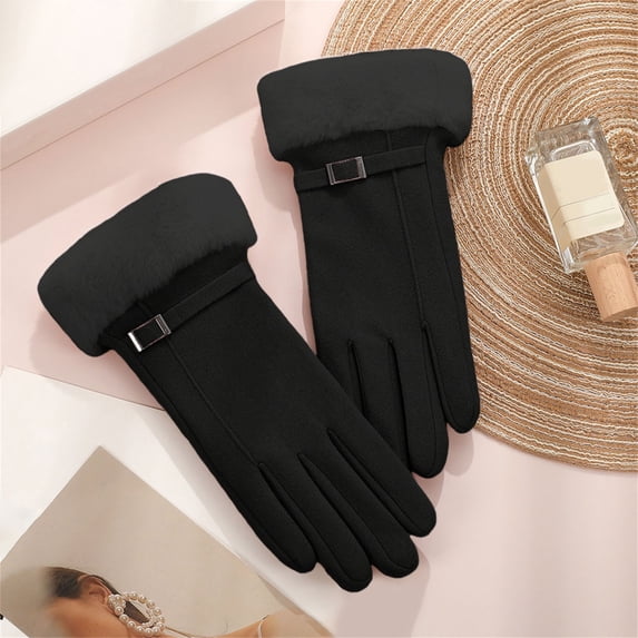 Pxiakgy Womens Winter Gloves Cold Weather Soft Warm Gloves for Women Driving Walking Skiing Outdoor Use Suede Gloves Womens Gloves for Cold Weather Driving Running Mittens Texting Gloves Black