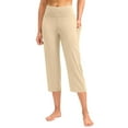 thumbnail image 1 of Pxiakgy Yoga Pants for Women Capris Loose Wide Straight Leg Cropped Pants High Waist Tummy Control Capri Legging with Pockets Athletic Exercise pants Khaki L, 1 of 4